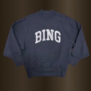 Anine Bing Bradie Sweatshirt size Small Navy Blue Oversized Logo Pullover